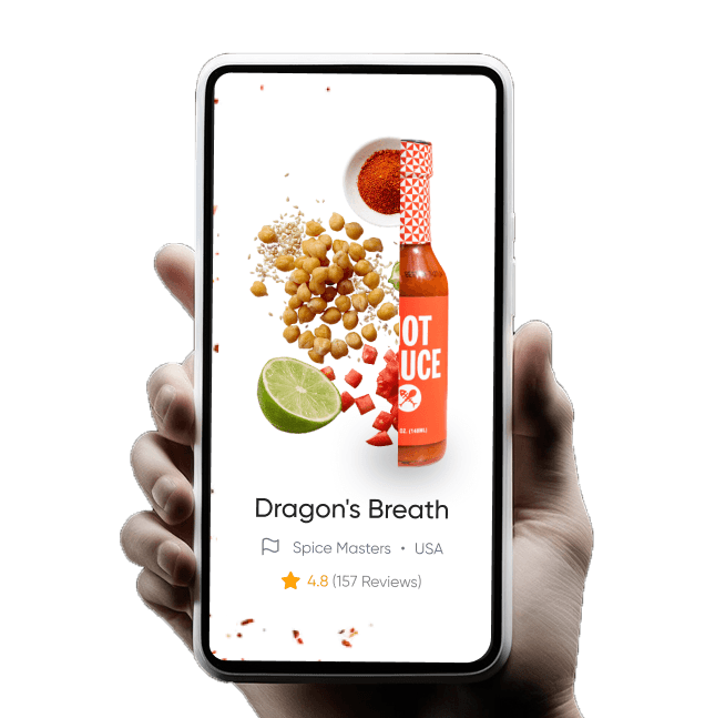 Phone showing the hot sauce app