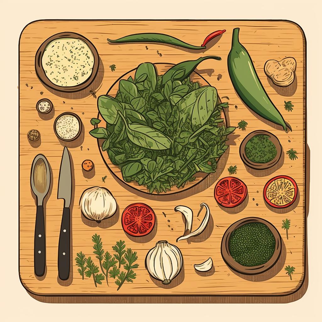Ingredients for Chimichurri sauce laid out on a cutting board.